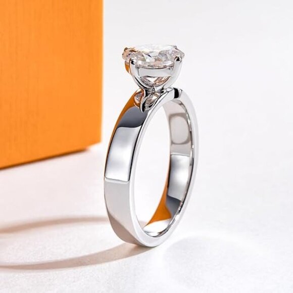 1.5cttw Oval Cut Moissanite D Color VVS1 Clarity Silver Wedding Ring - Picture 6 of 6